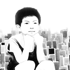 " The little thinker ", 90x180cm, Ink on canvas, 2008